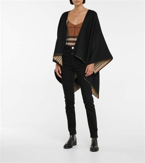 Burberry Icon Stripe Wool Cape 